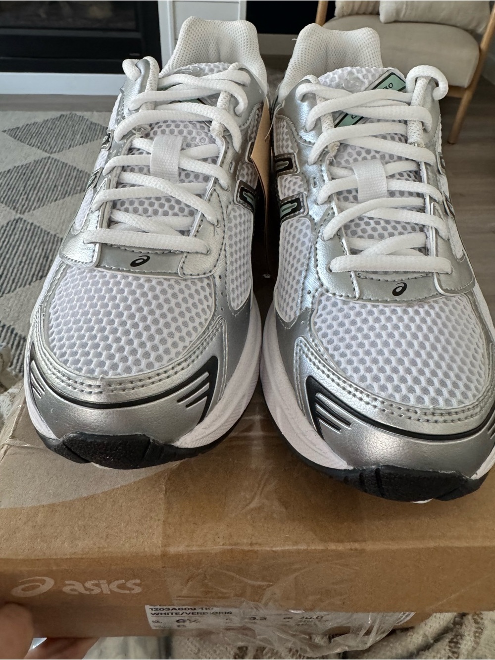 ASICS GEL-1130 White/Verdigris Women’s 8 New Men’s 6.5 Damaged Box - Picture 3 of 8